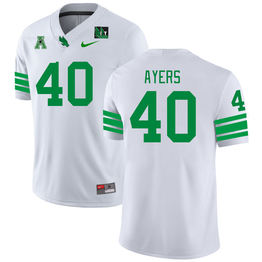 Men #40 Trent Ayers North Texas Mean Green 2023 College Football Jerseys Stitched-White
